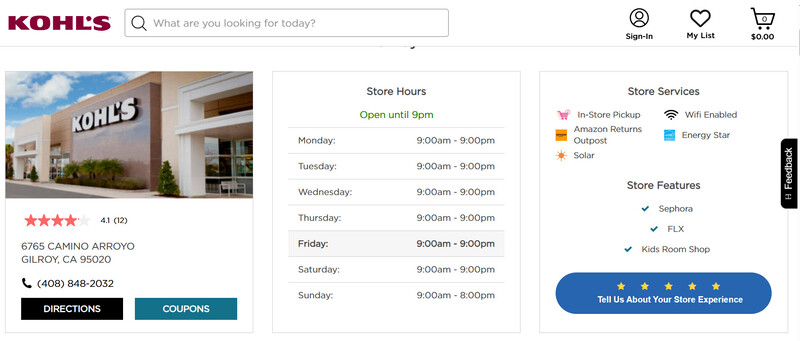 kohl's-gilroy store-what-time-does-kohl's-close